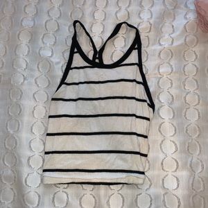 Pacsun Ribbed Striped Crop Top with Cross Back